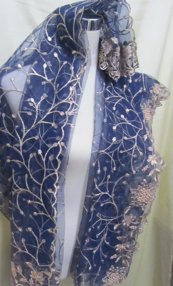 Navy Net Dupatta - Image 4