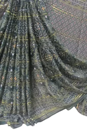 Bottle Green Saree