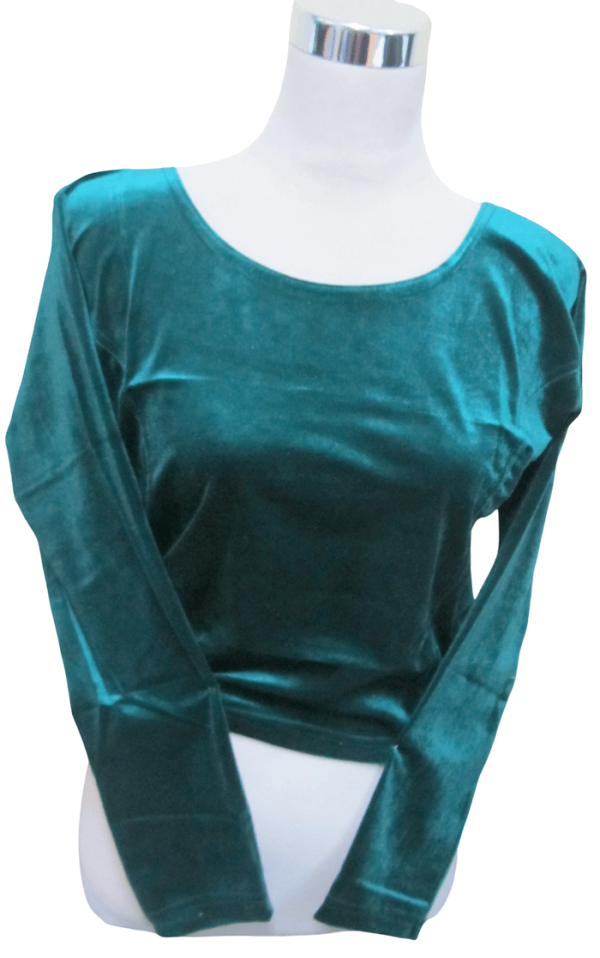Velvet Blouse Bottle Green - Image 3